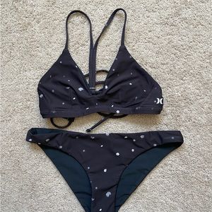 Hurley polka dot black and white bikini swimsuit set